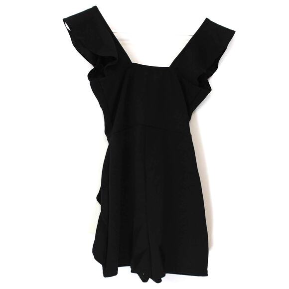 MISSGUIDED Faux Wrap Ruffle Hem and Sleeve Playsuit in Black Size 6 - Picture 2 of 7